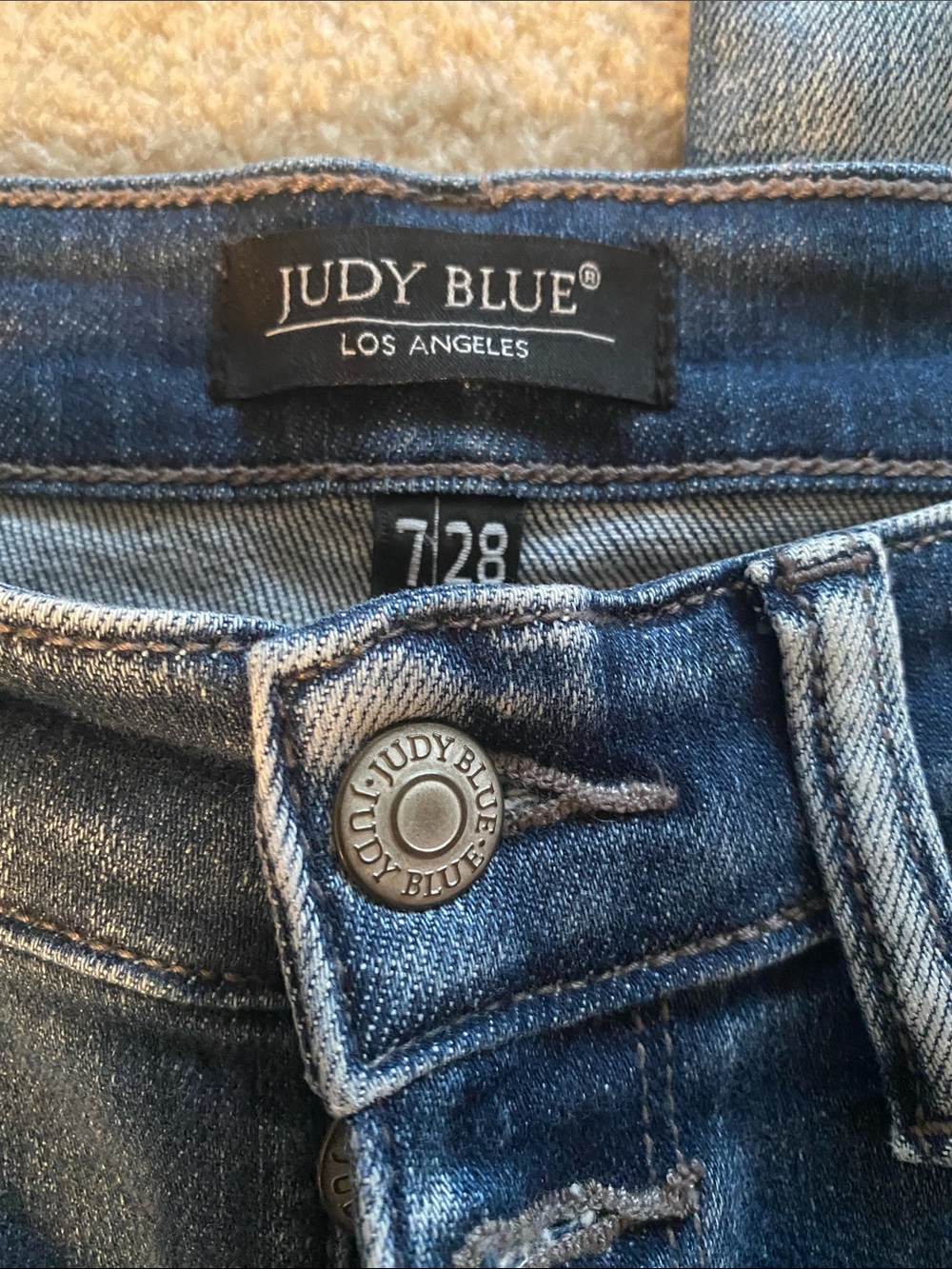 Judy blue size 7/28 distressed skinny fit jeans button fly - Picture 3 of 8